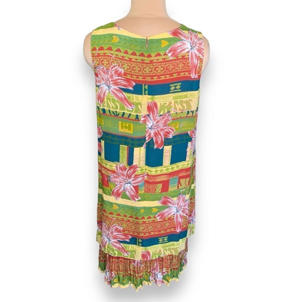 Vintage Donna Morgan Mini Dress Sleeveless Drop Waist Floral Tropical Print - Picture 3 of 10